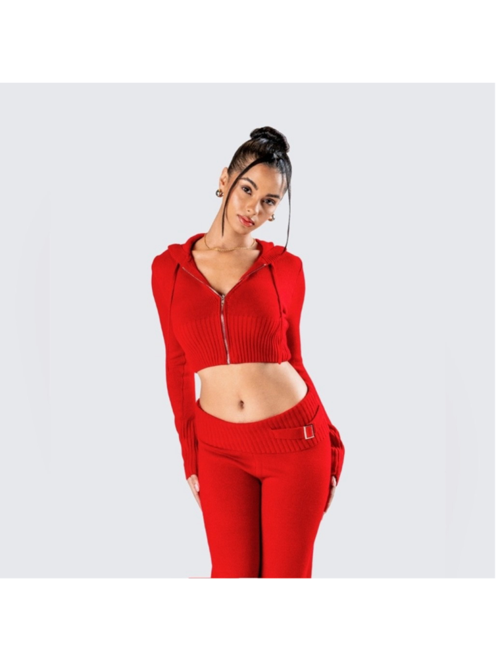Finesse Alyssa Red Knit Cropped chic Y2K Jacket 2X/3X CC24-29
